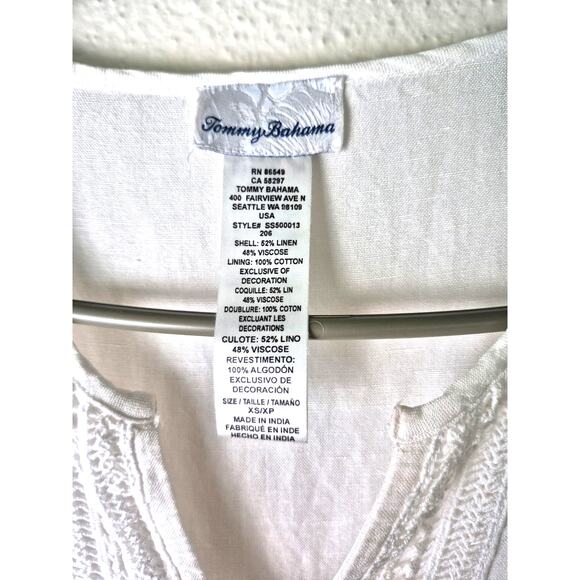 Tommy Bahama St Lucia Dress Size XS White Linen Cotton Eyelet Summer Vacation - Picture 6 of 9